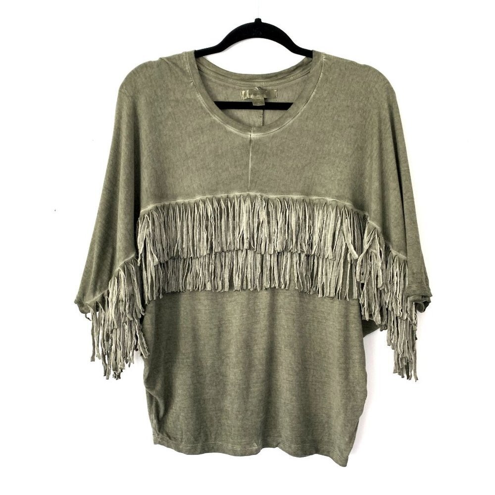 Carapace Size S Soft Fringe Dolman Sleeve T-Shirt Top Lightweight Viscose